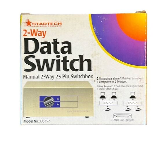 Startech 2-Way Data Switch Manual 2-Way 25 Pin Switchbox Model DS252 NIB - Picture 3 of 4